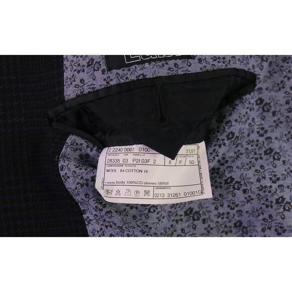 Pal Zileri Black/Purple Plaid Knit Wool-Cotton Unstructured 2B Blazer Jacket 40R - Picture 9 of 10